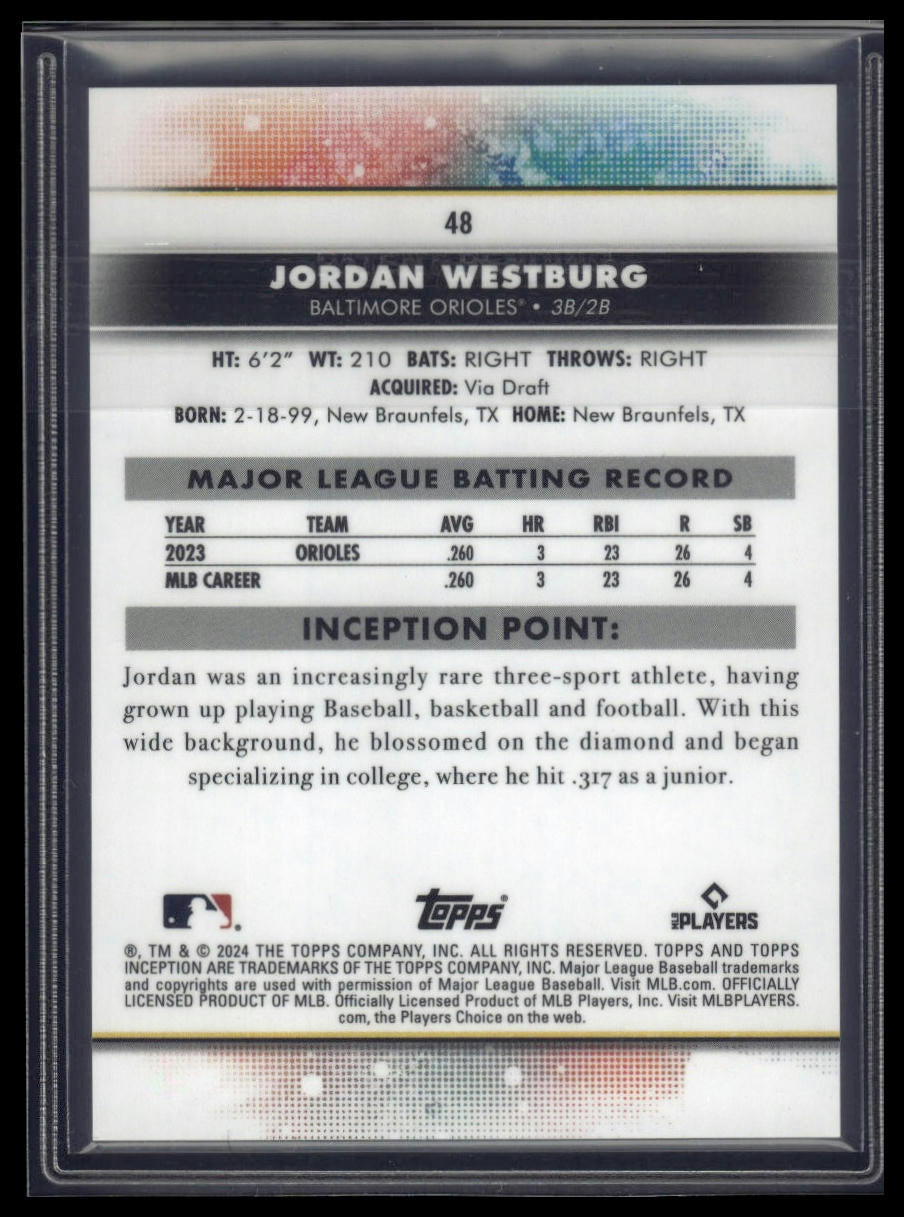 2024 Topps Inception #48 Jordan Westburg Yellow #/199
