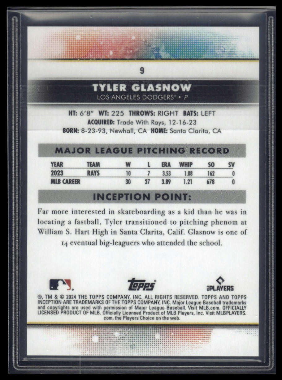2024 Topps Inception #9 Tyler Glasnow Green