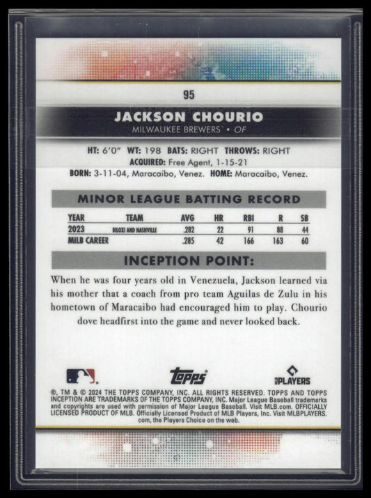 2024 Topps Inception #95 Jackson Chourio Green