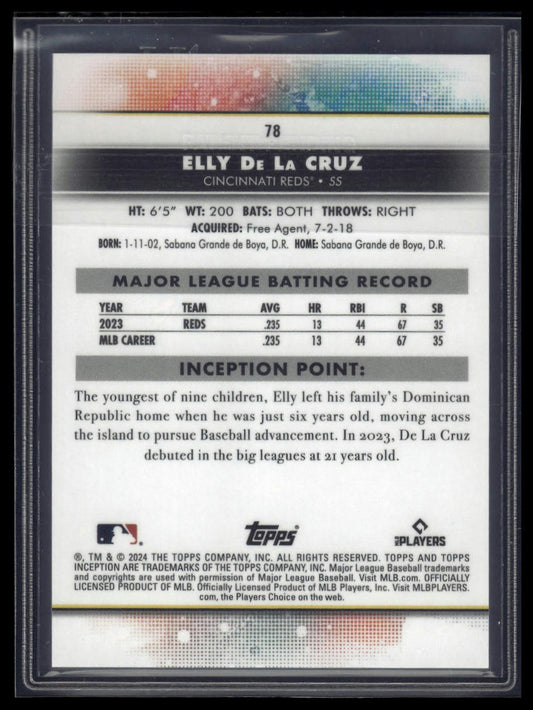 2024 Topps Inception #78 Elly De La Cruz Green