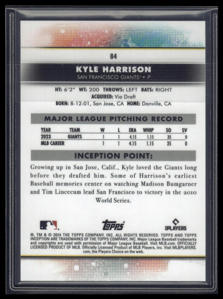 2024 Topps Inception #84 Kyle Harrison Green