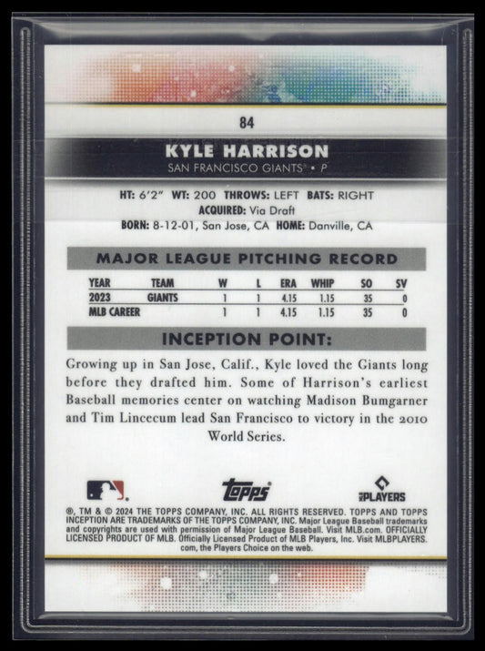 2024 Topps Inception #84 Kyle Harrison Green
