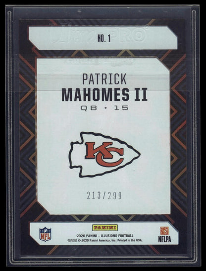 2020 Panini Illusions #1 Patrick Mahomes II Clear Shots Light Blue #/299
