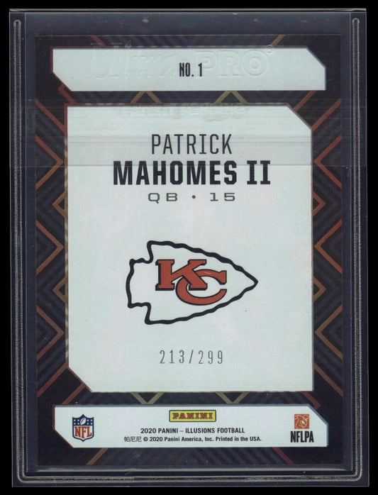 2020 Panini Illusions #1 Patrick Mahomes II Clear Shots Light Blue #/299