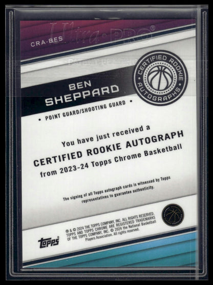 2024 Topps Chrome #CRA-BES Ben Sheppard Certified Rookie Autographs Refractors