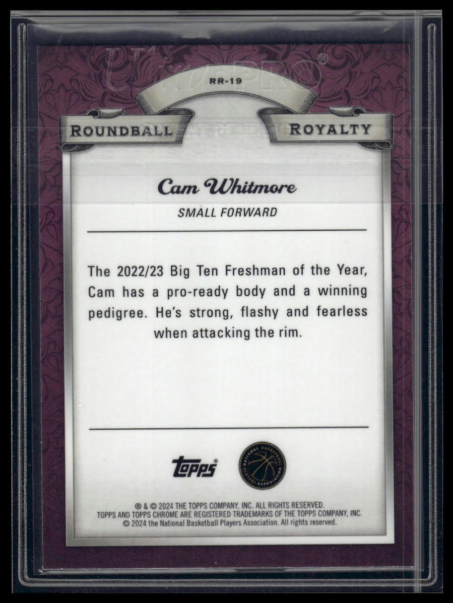 2023-24 Topps Chrome #RR-19 Cam Whitmore Roundball Royalty Refractor Green Topps