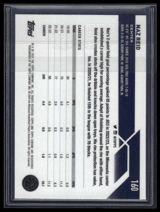 2023-24 Topps Chrome #160 Naz Reid Speckle Refractors #/299