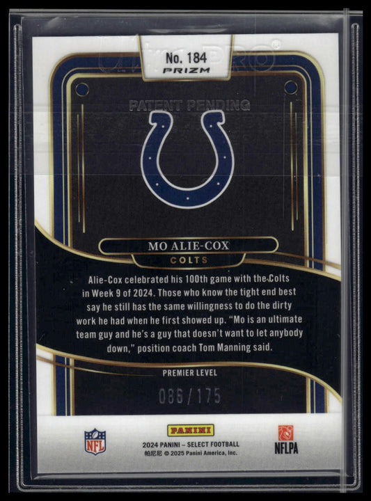 2024 Panini Select #184 Mo Alie-Cox Blue Prizm #/175