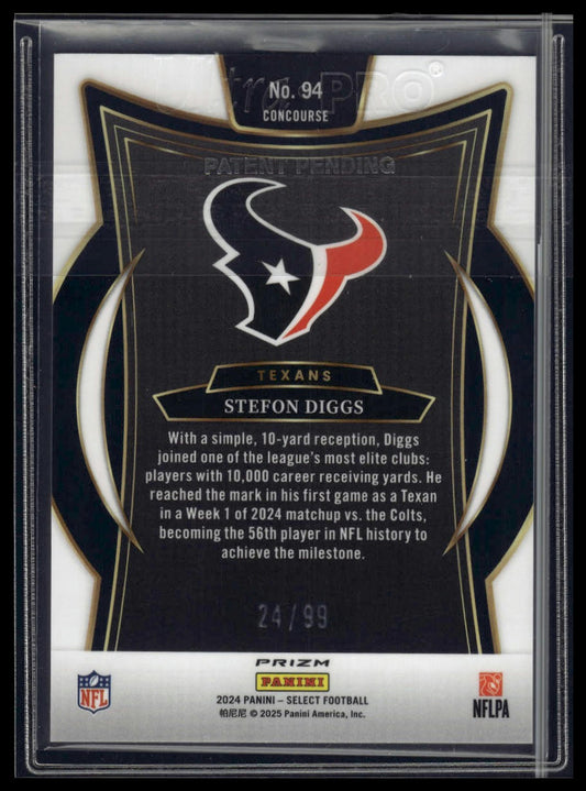 2024 Panini Select #94 Stefon Diggs Red Prizm #/99