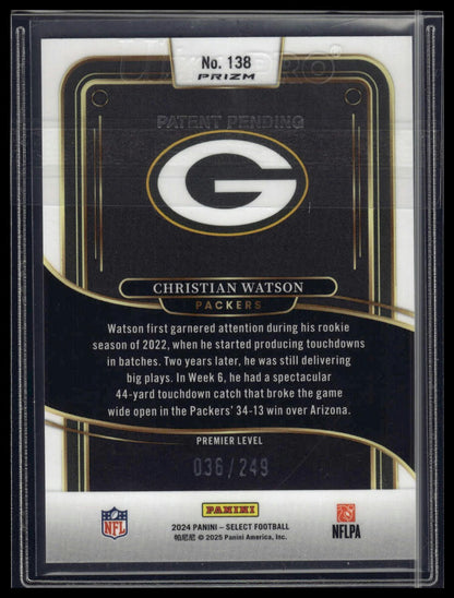 2024 Panini Select #138 Christian Watson Tri-Color Prizm #/249
