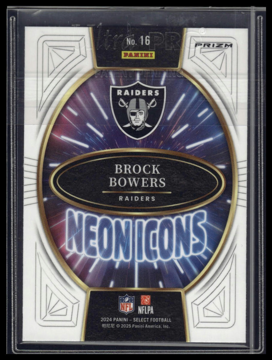 2024 Panini Select #16 Brock Bowers Neon Icons Prizm