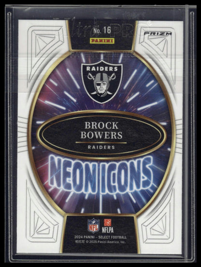 2024 Panini Select #16 Brock Bowers Neon Icons Prizm
