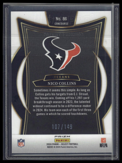 2024 Panini Select #86 Nico Collins Maroon Prizm #/149