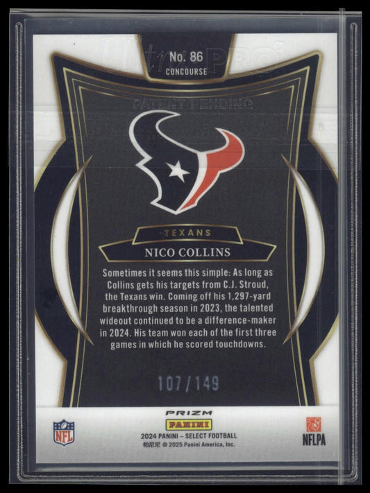 2024 Panini Select #86 Nico Collins Maroon Prizm #/149