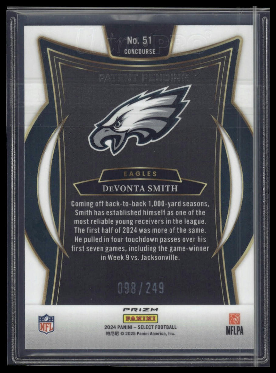 2024 Panini Select #51 DeVonta Smith Blue Prizm #/249