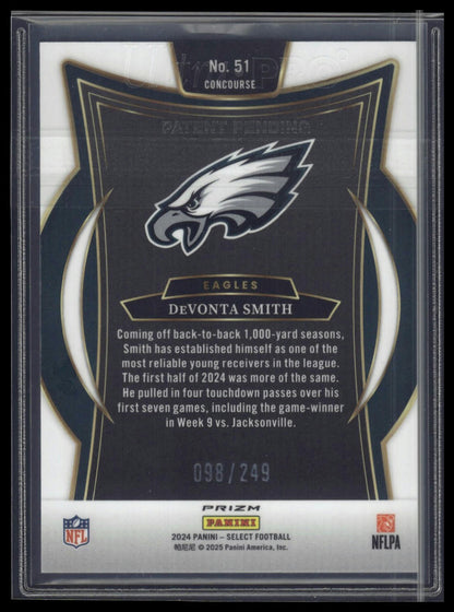 2024 Panini Select #51 DeVonta Smith Blue Prizm #/249