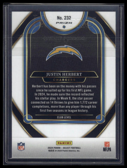 2024 Panini Select #232 Justin Herbert Disco Prizm