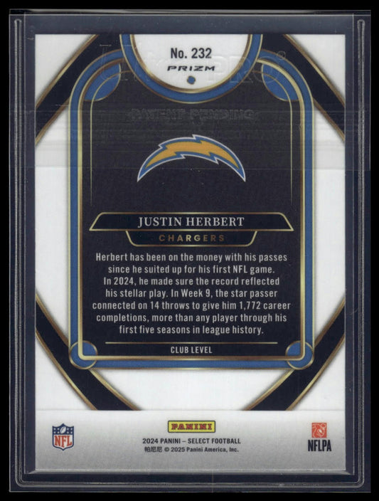 2024 Panini Select #232 Justin Herbert Disco Prizm