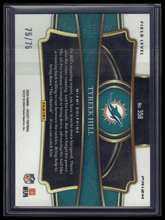 2023 Panini Select #358 Tyreek Hill Tri-Color Prizms #/75