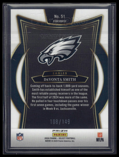 2024 Panini Select #51 DeVonta Smith Maroon Prizm #/149