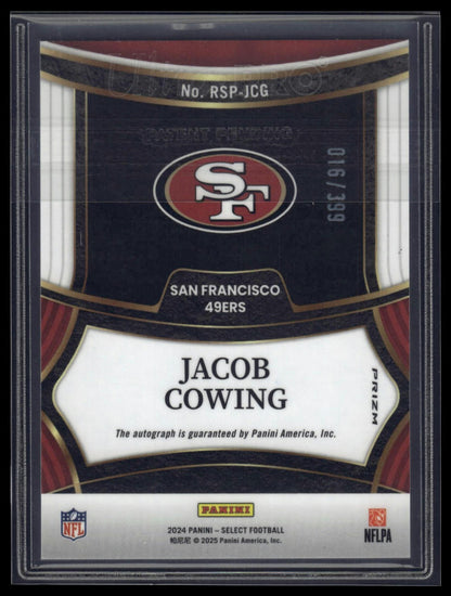 2024 Panini Select #RSP-JCG Jacob Cowing Rookie Signatures Prizm #/399