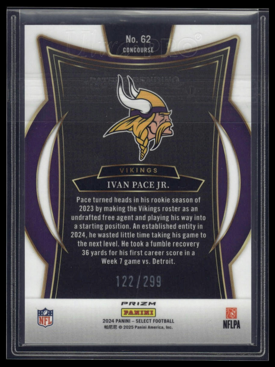 2024 Panini Select #62 Ivan Pace Jr. Tri-Color Prizm #/299