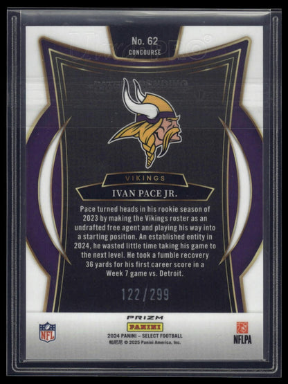 2024 Panini Select #62 Ivan Pace Jr. Tri-Color Prizm #/299