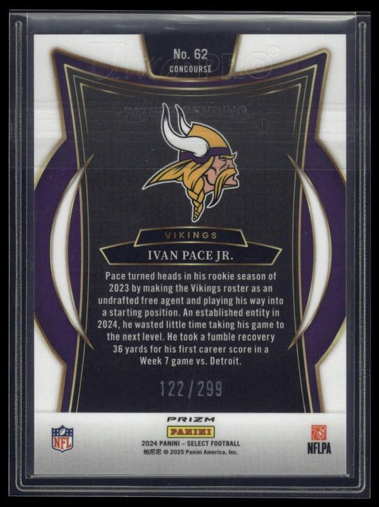 2024 Panini Select #62 Ivan Pace Jr. Tri-Color Prizm #/299