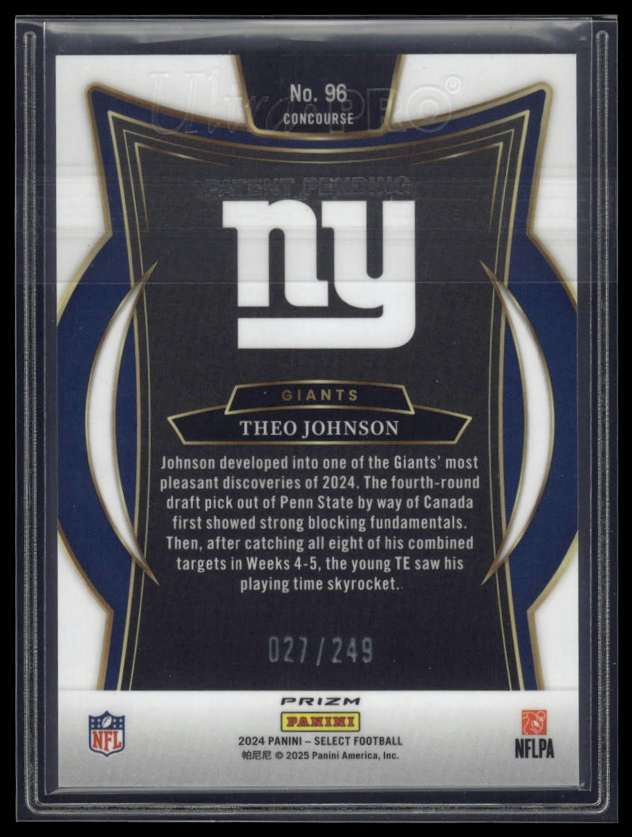2024 Panini Select #96 Theo Johnson Blue Prizm #/249