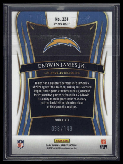 2024 Panini Select #331 Derwin James Jr. Tri-Color Prizm #/149