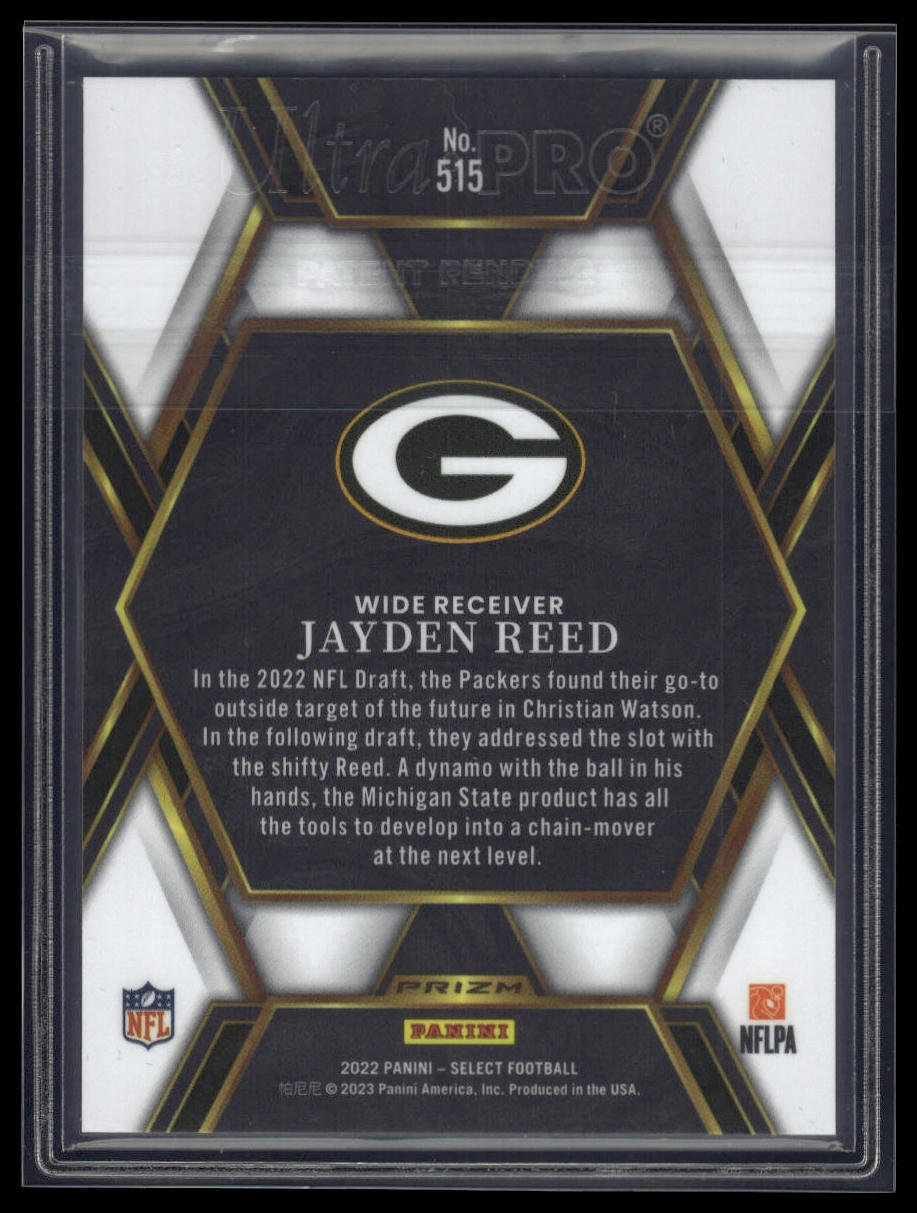 2022 Panini Select #515 Jayden Reed XRC Silver Prizm