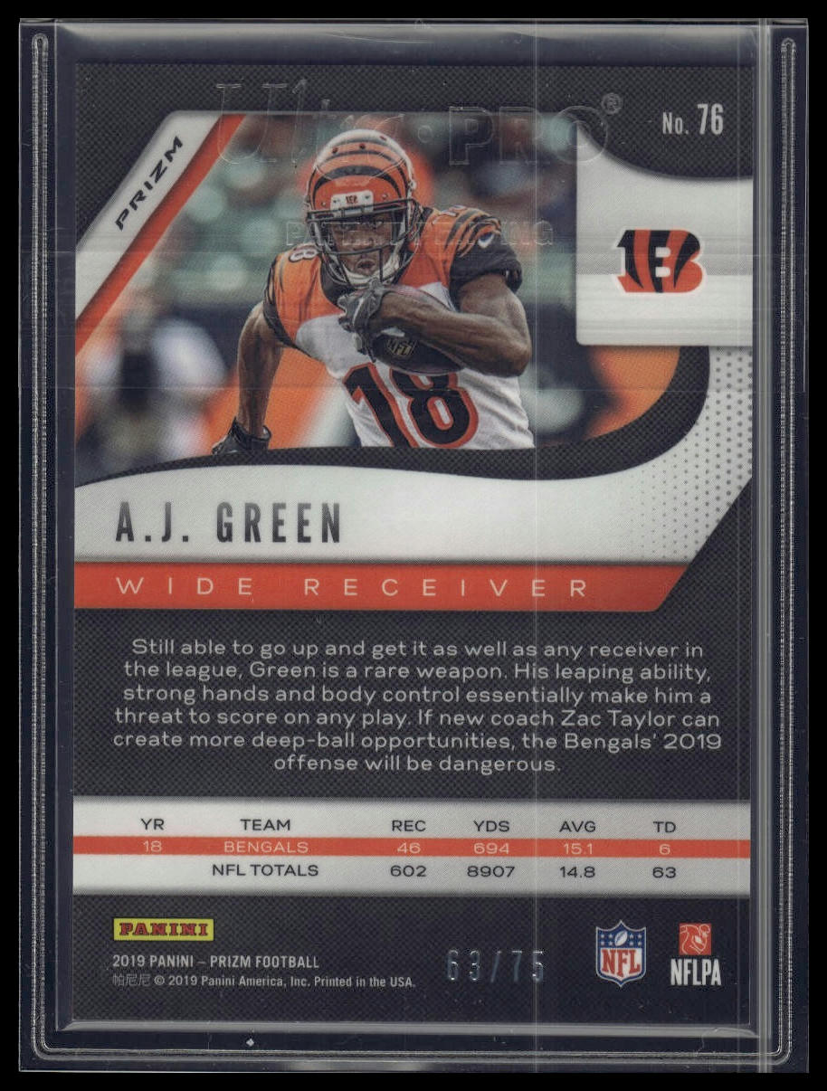 2019 Panini Prizm #76 A.J. Green Green Scope #/75