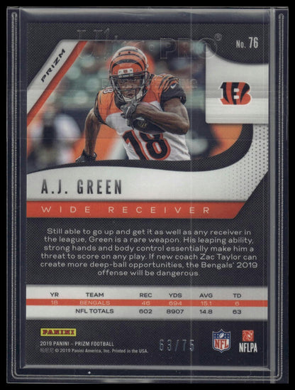 2019 Panini Prizm #76 A.J. Green Green Scope #/75