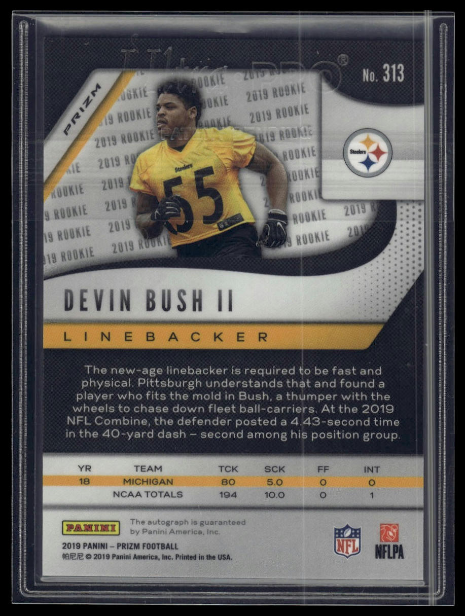 2019 Panini Prizm #313 Devin Bush II Rookie Autographs