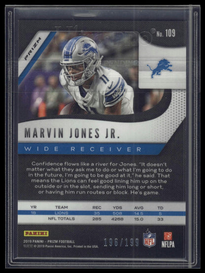 2019 Panini Prizm #109 Marvin Jones Jr. Blue Wave #/199