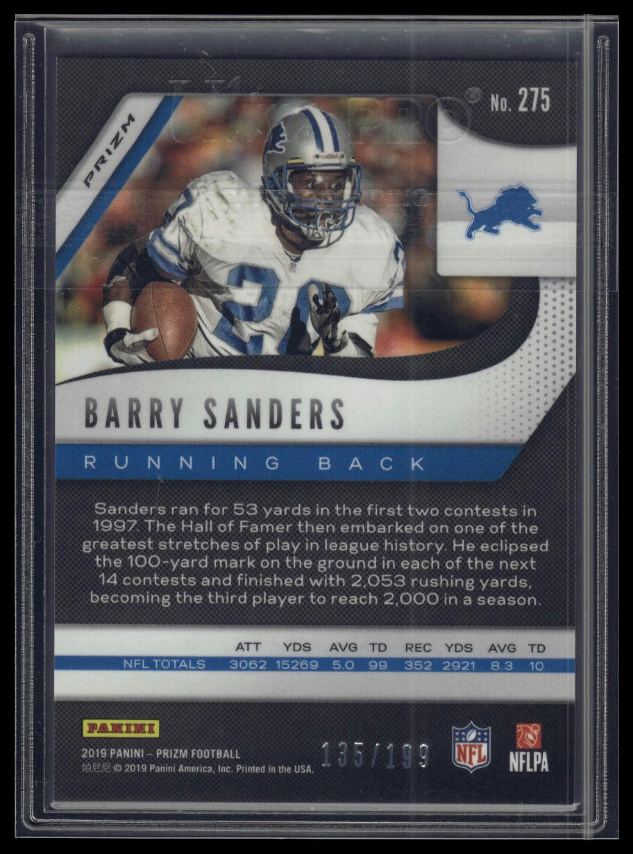 2019 Panini Prizm #275 Barry Sanders Blue Wave #/199