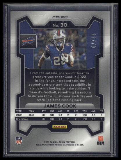 2023 Panini Prizm #30 James Cook Red and Yellow #/44