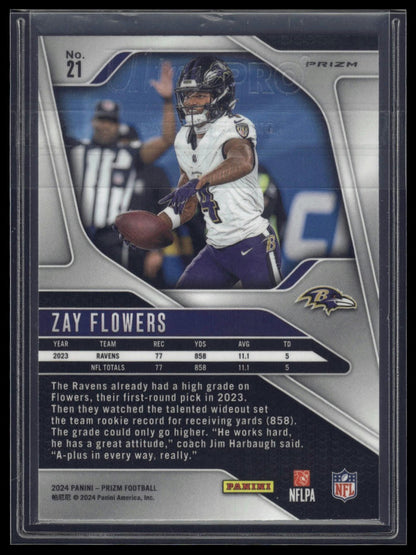 2024 Panini Prizm #21 Zay Flowers Black and White Checker