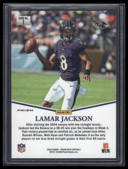 2024 Panini Prizm Deca #1 Lamar Jackson Most Valuable Players Silver