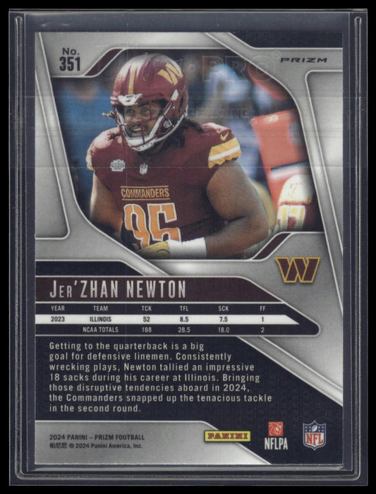2024 Panini Prizm #351 Jer'Zhan Newton Black and White Checker