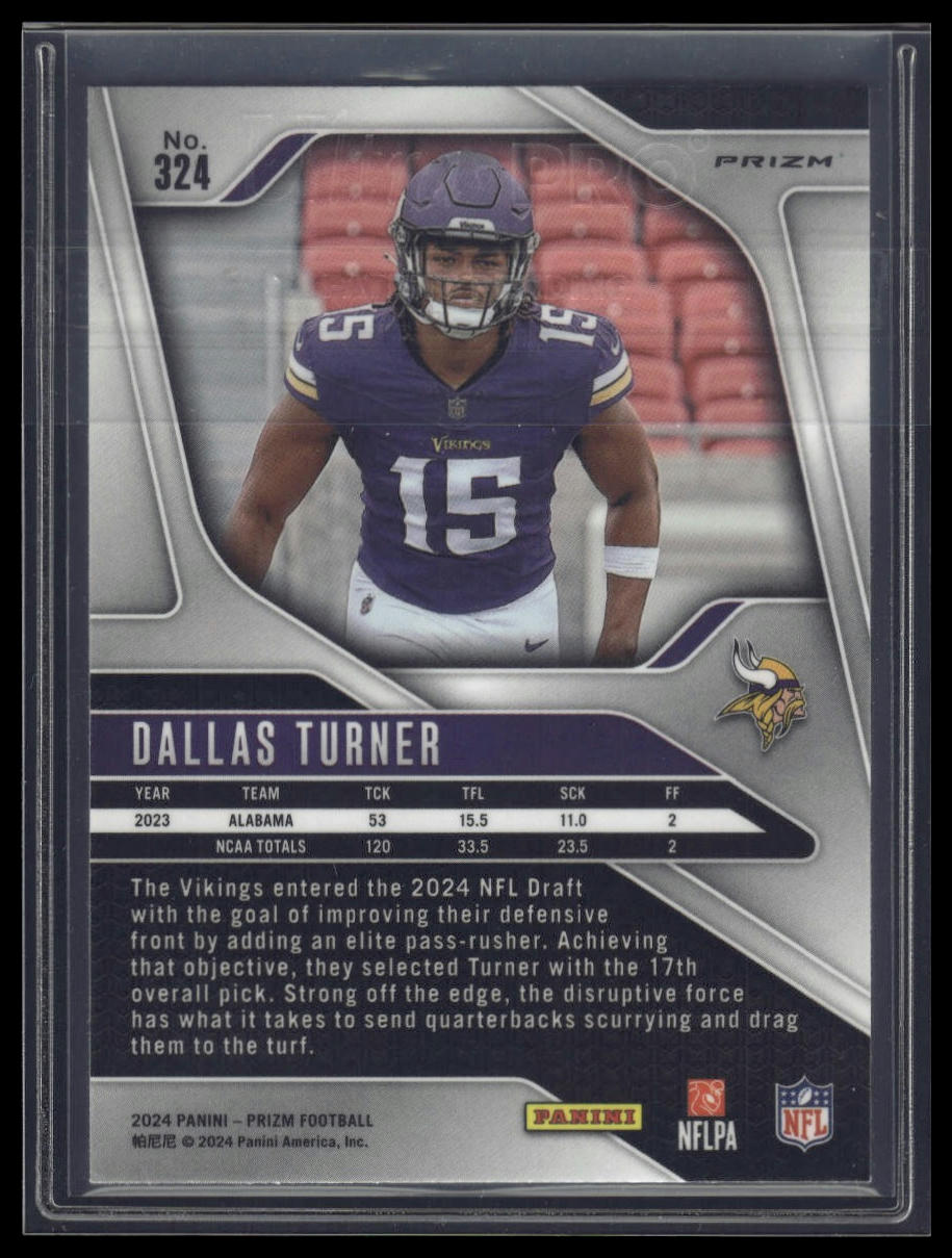 2024 Panini Prizm #324 Dallas Turner Silver