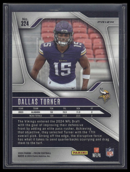 2024 Panini Prizm #324 Dallas Turner Silver