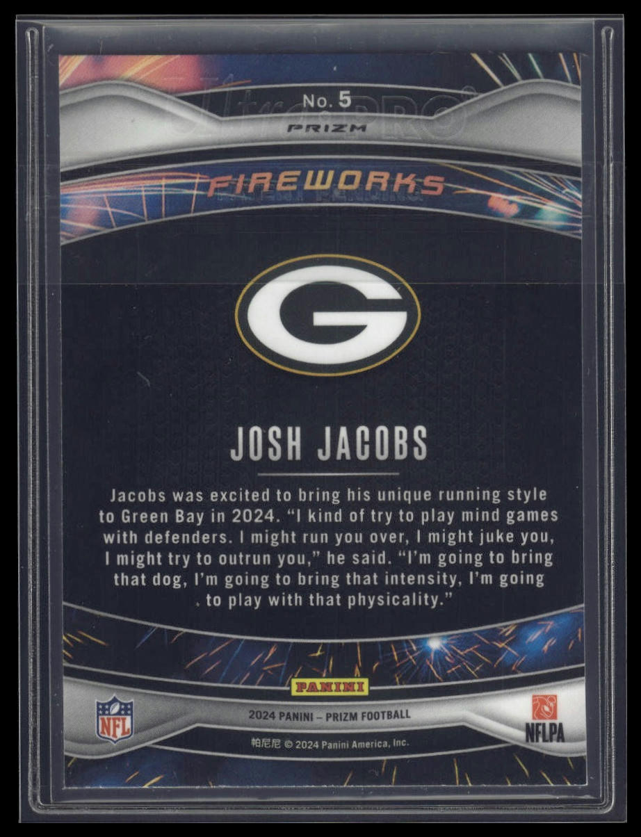 2024 Panini Prizm #5 Josh Jacobs Fireworks Green Prizm