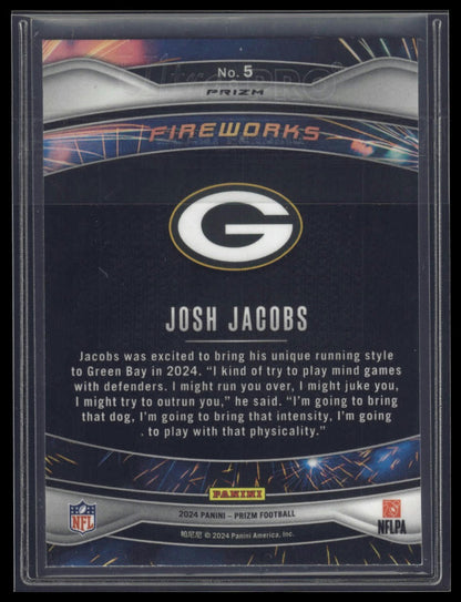 2024 Panini Prizm #5 Josh Jacobs Fireworks Green Prizm