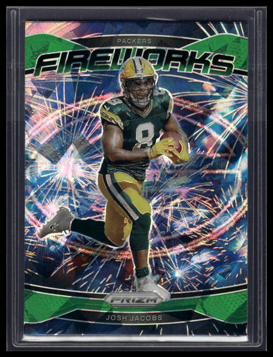 2024 Panini Prizm #5 Josh Jacobs Fireworks Green Prizm