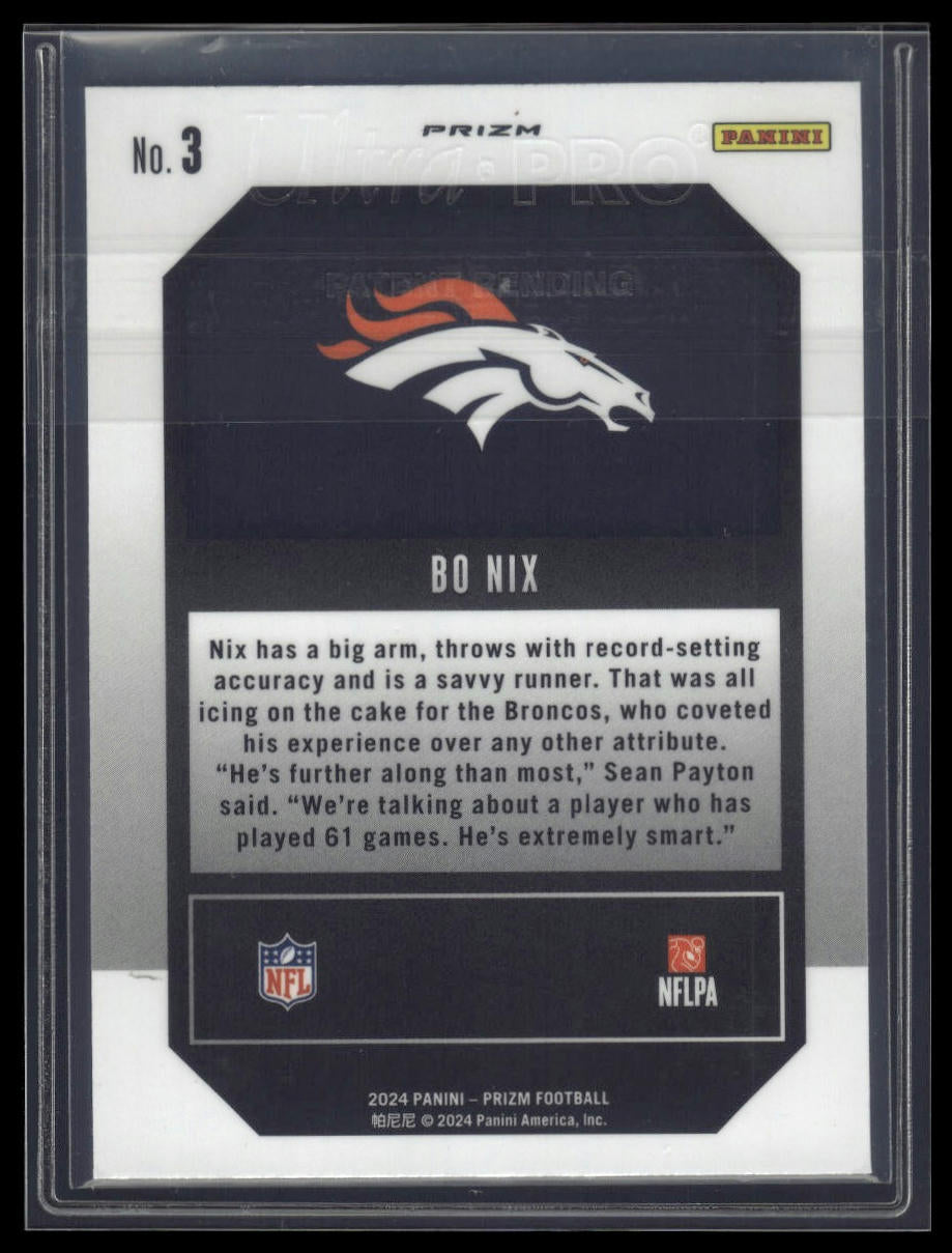 2024 Panini Prizm #3 Bo Nix Emergent Green Prizm