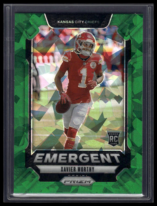 2024 Panini Prizm #7 Xavier Worthy Emergent Green Prizm