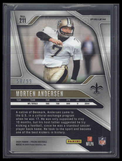 2024 Panini Prizm #211 Morten Andersen Blue Ice #/99