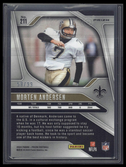 2024 Panini Prizm #211 Morten Andersen Blue Ice #/99