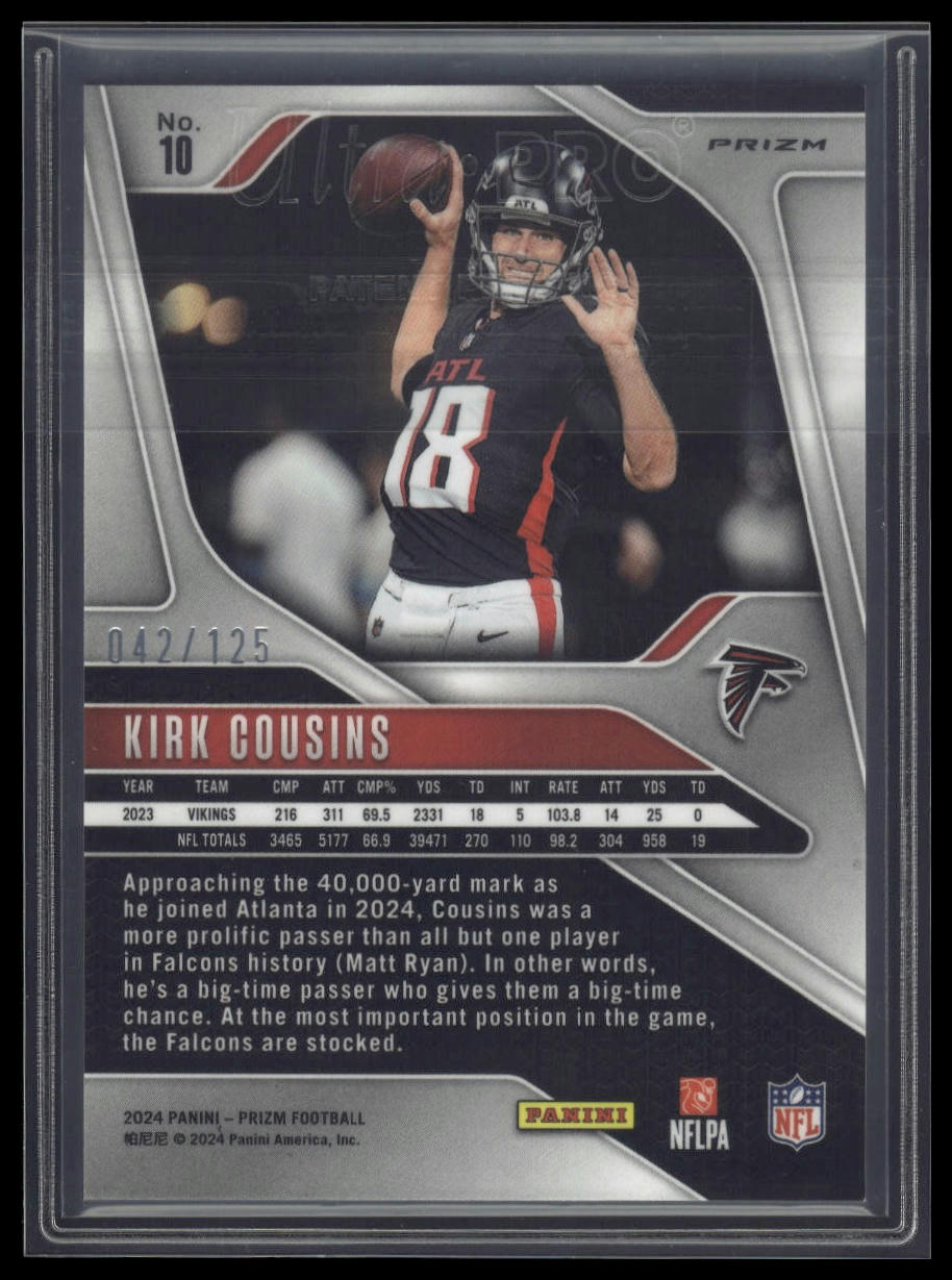 2024 Panini Prizm #10 Kirk Cousins Purple Ice #/225